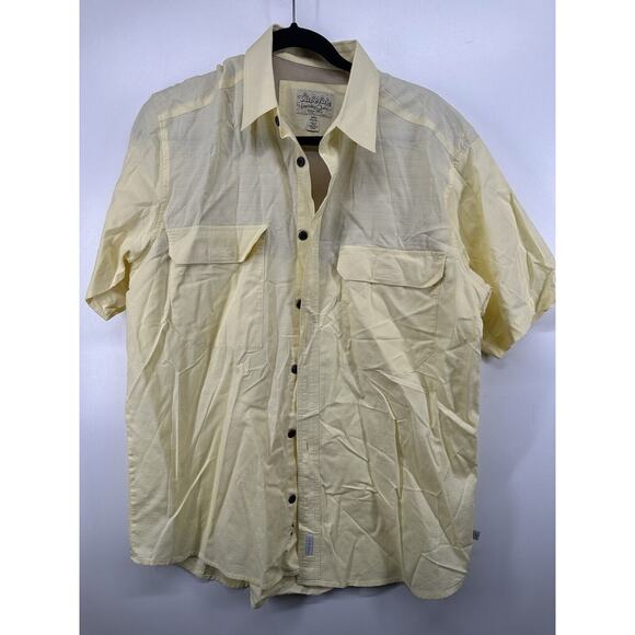Cabela's Men's M Button Shirt Short Sleeve Solid Yellow Fishing Pockets Vintage - Picture 1 of 10